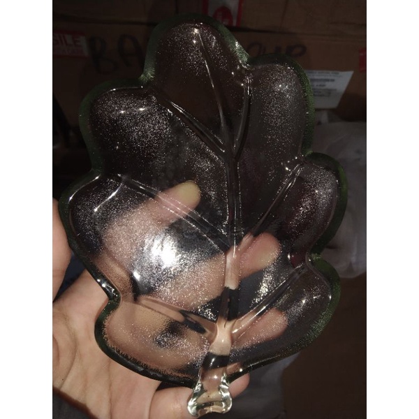 Mangkok Daun, Lepek Daun, Souvenir, Kaca, Mangkok daun beling,souvenir