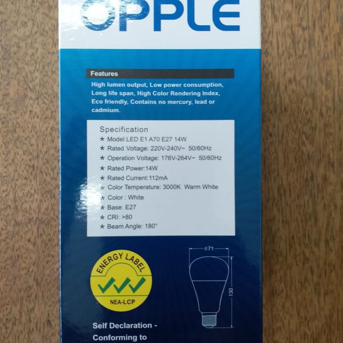 Cuci Gudang Bohlam Lampu Led Bulb Opple 14 Watt Warm White 3000K Terlaris