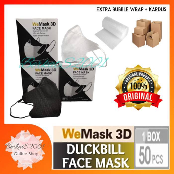 Masker WeMask Duckbill Face Mask 3D ( Hitam / Putih ) 3ply - 50pcs