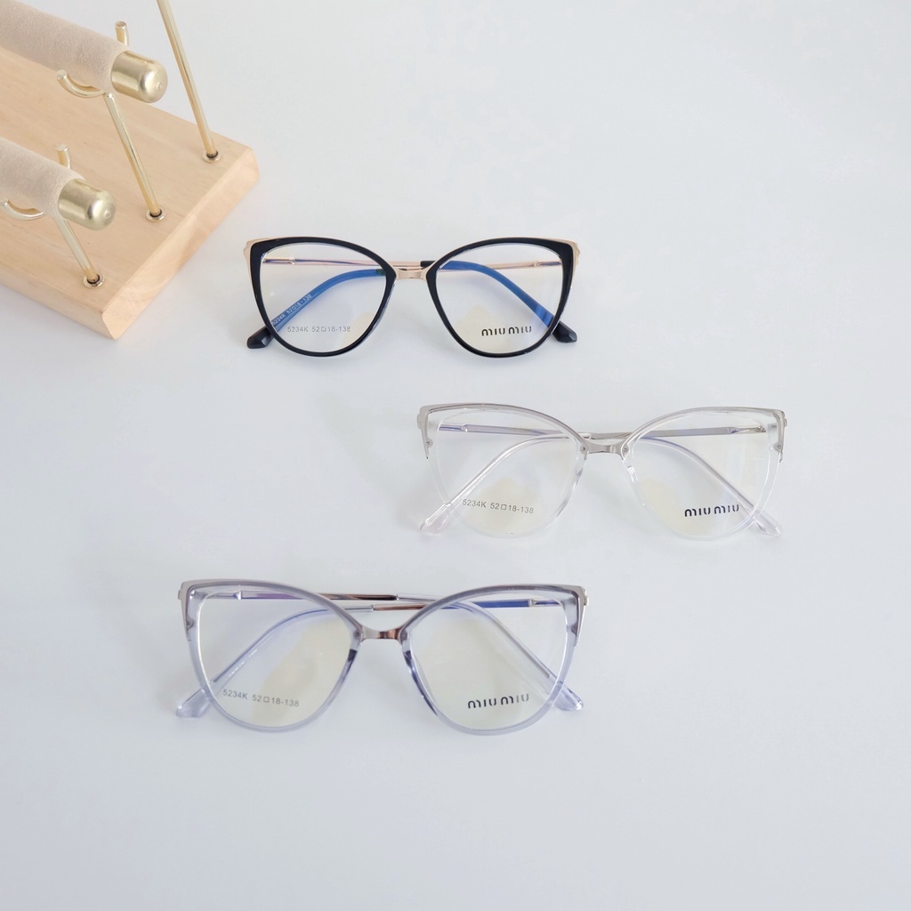 Frame Kacamata Cat Eye Minus Wanita + Lensa Antiradiasi/ Photochromic/ Bluechromic [Alice]