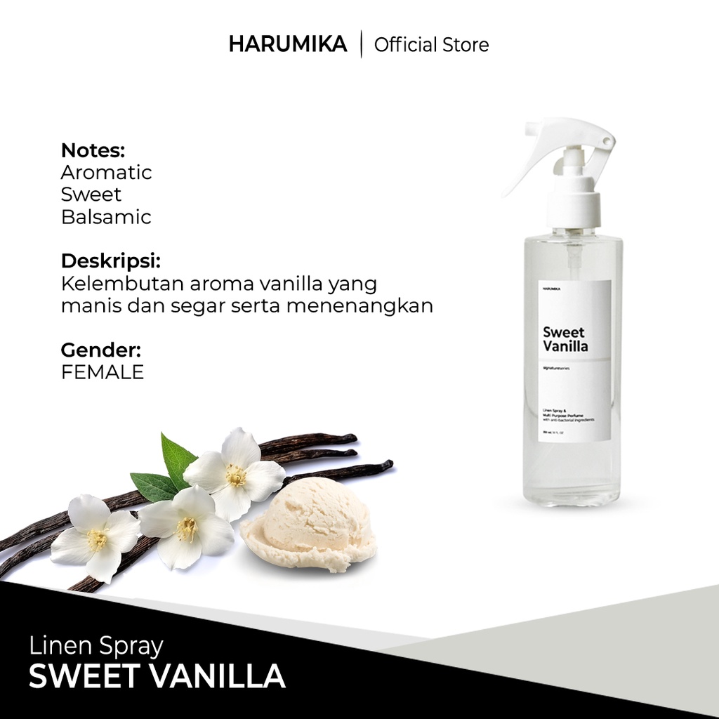 HARUMIKA SWEET VANILLA 250 ml LINEN SPRAY ANTI BACTERIAL