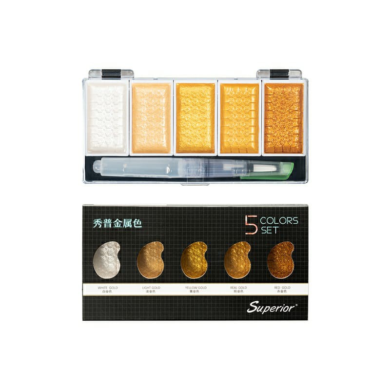 

superior metallic watercolor 5clr with water brush