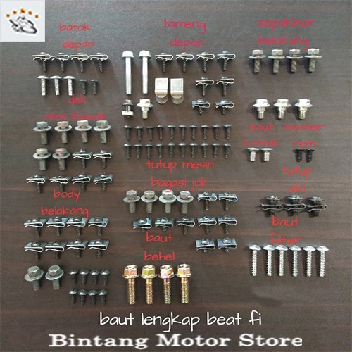 Full Set Baut Full Body Motor Honda Beat Fi Injeksi Lengkap