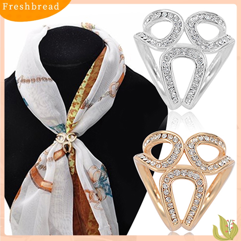 [ TERLARIS]Scarf Buckle Clip Simple Easy Matching Alloy Three-ring Rhinestone Shawl Holder for Shopping Travel