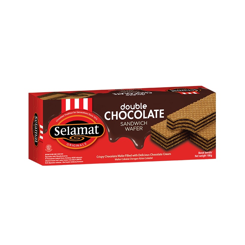 

WAFERS | SELAMAT WAFER DOUBLE CHOCCOLATE 198G | WAFER COKLAT