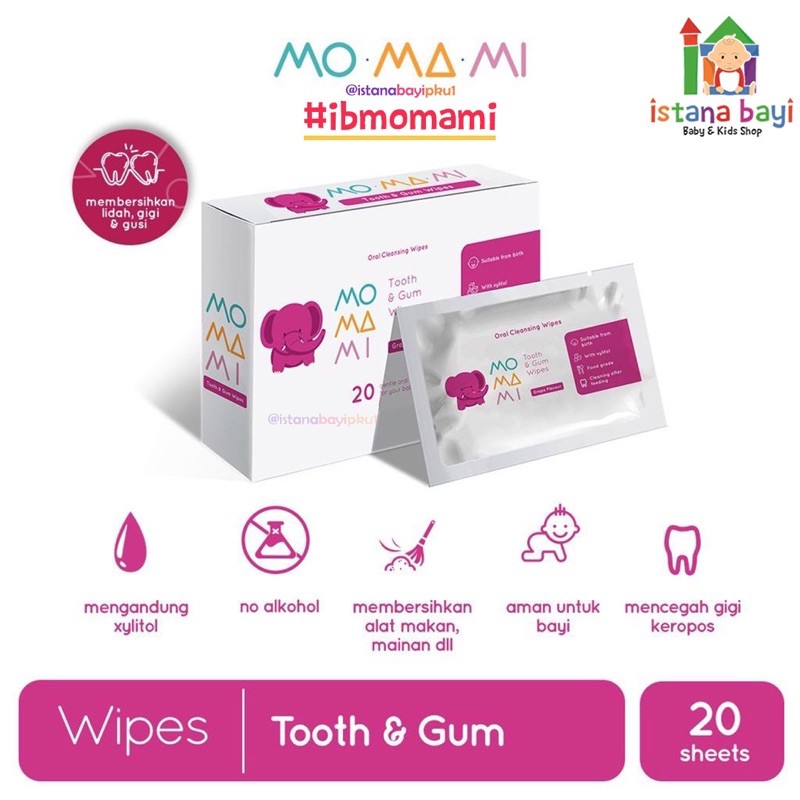 Momami Tooth and Gum Wipes 20s/30s - Tisu Mulut dan gigi bayi