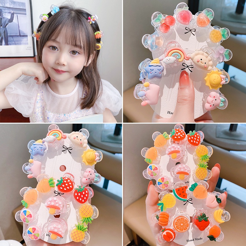 6 / 10 / 12pcs / set Jepit Rambut Desain Kartun Gaya Korea Untuk Anak Perempuan