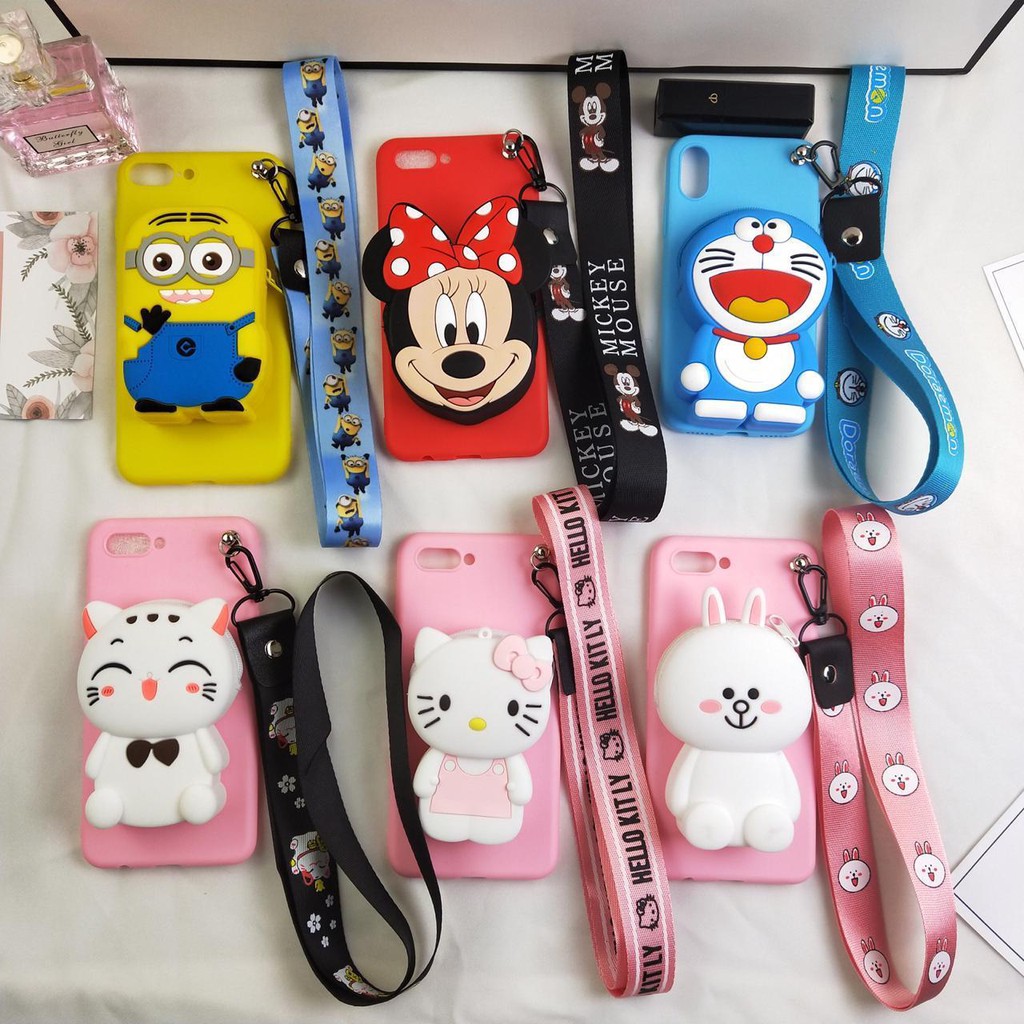 Case Disney Gambar Kartun Lucu Plus Dompet Dan Tali Xiaomi