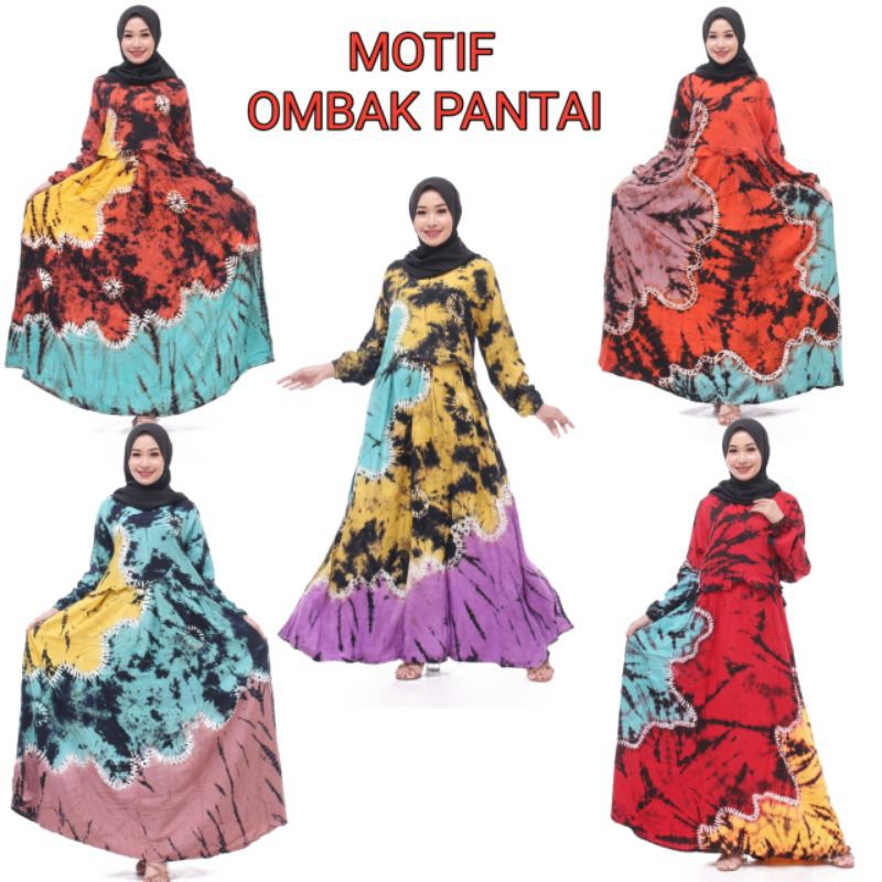 GAMIS TWIL JUMBO BUSUI TIE DYE MOTIF ABSTRAK BATIK PEKALONGAN