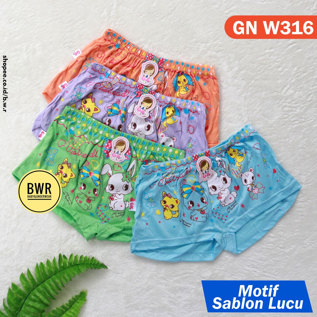 Boxer anak perempuan | celana boxer GN W 316 [III A3-C3] boxer anak warna