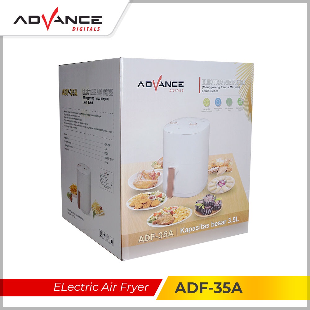 Air Fryer Advance ADF-35A Penggorengan Tanpa Minyak 600 Watt  air fryer low watt Garansi Resmi 1 Tahun