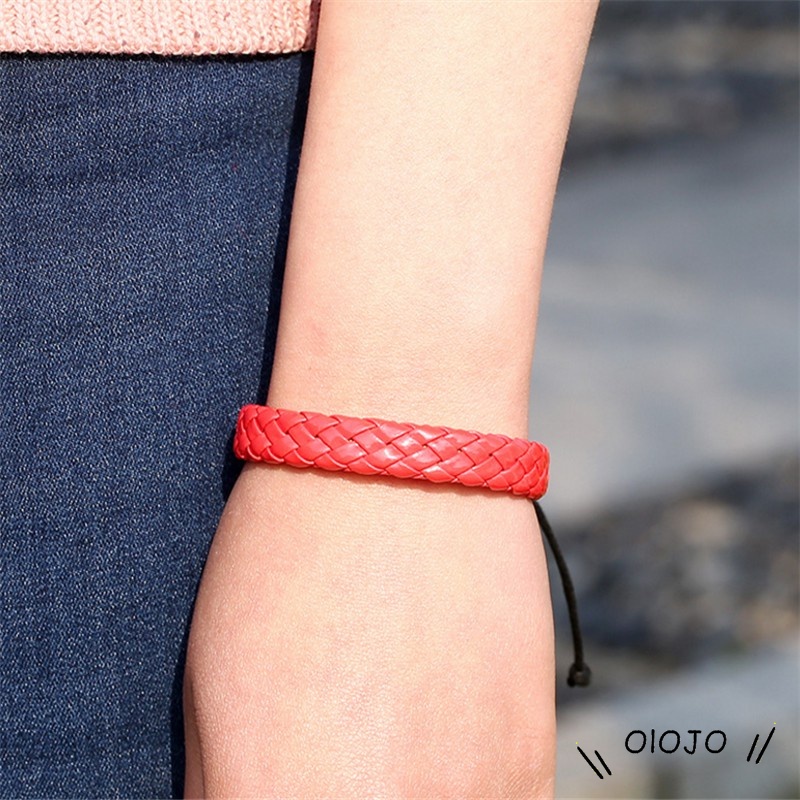 COD Gelang Pria Fashion Korea Tenun Tangan Kulit Bangle Perhiasan Yang Dapat Disesuaikan