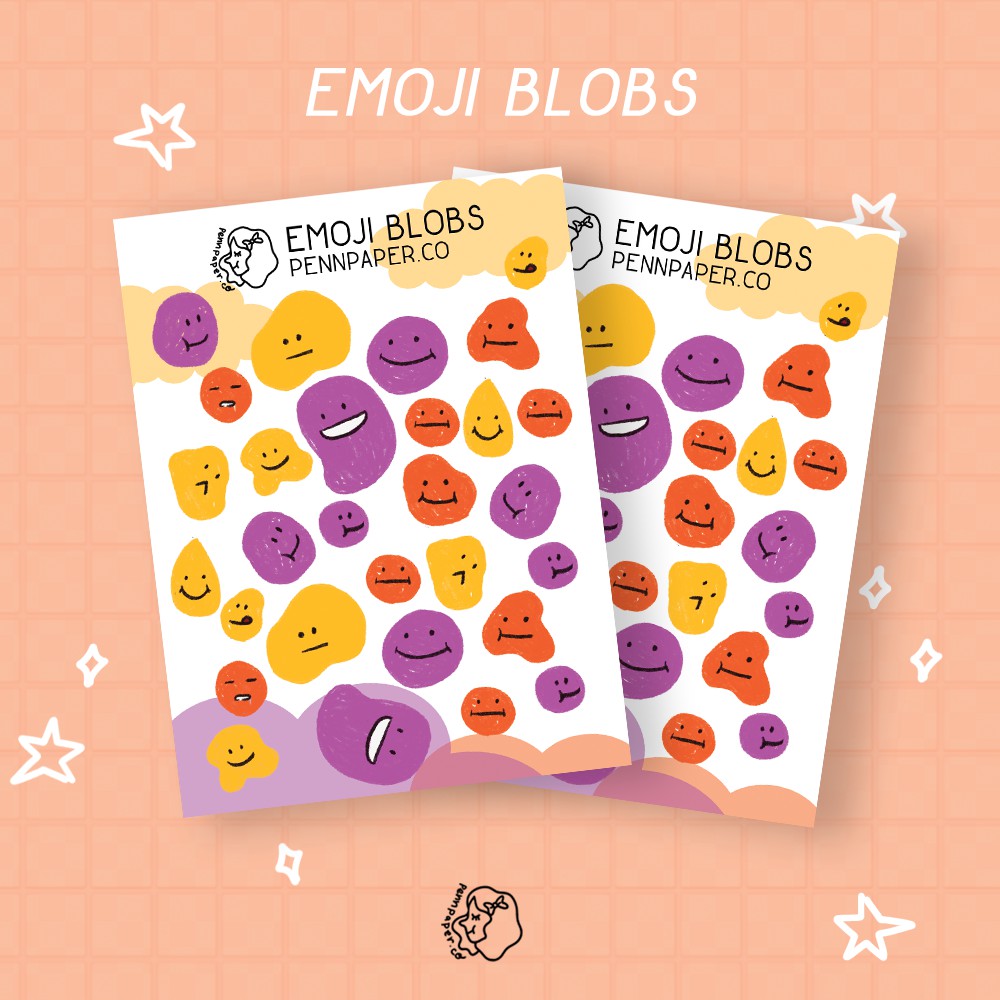 

Stiker Lucu Emoji Blobs Polcos Deco Bujo Sticker Sheet Pennpaper
