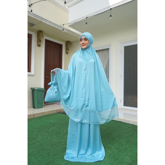 Mukena polos POETI original. mukena premium Zara POETI. kemasan box premium