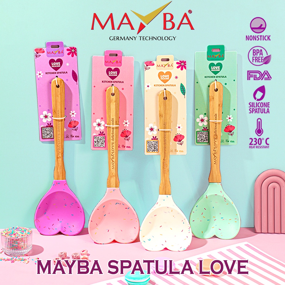 SPATULA SILICONE MAYBA HATI LOVE Perlengkapan dapur sendok masak silikon set food-grade