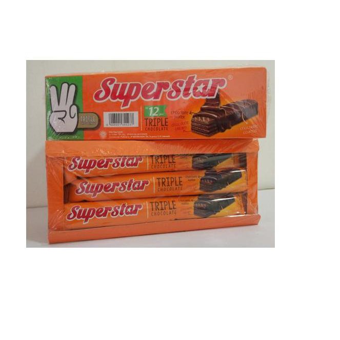 

Wafer Triple Coklat | Superstar Chololate Wafer 12 Pcs