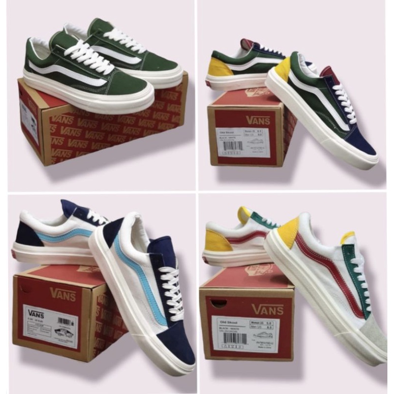 SEPATU V4NS OLD SKOOL GREEN ARMY GRADE ORI VANS PREMIUM SEPATU SNEAKERS PRIA  SNEAKERS WANITA