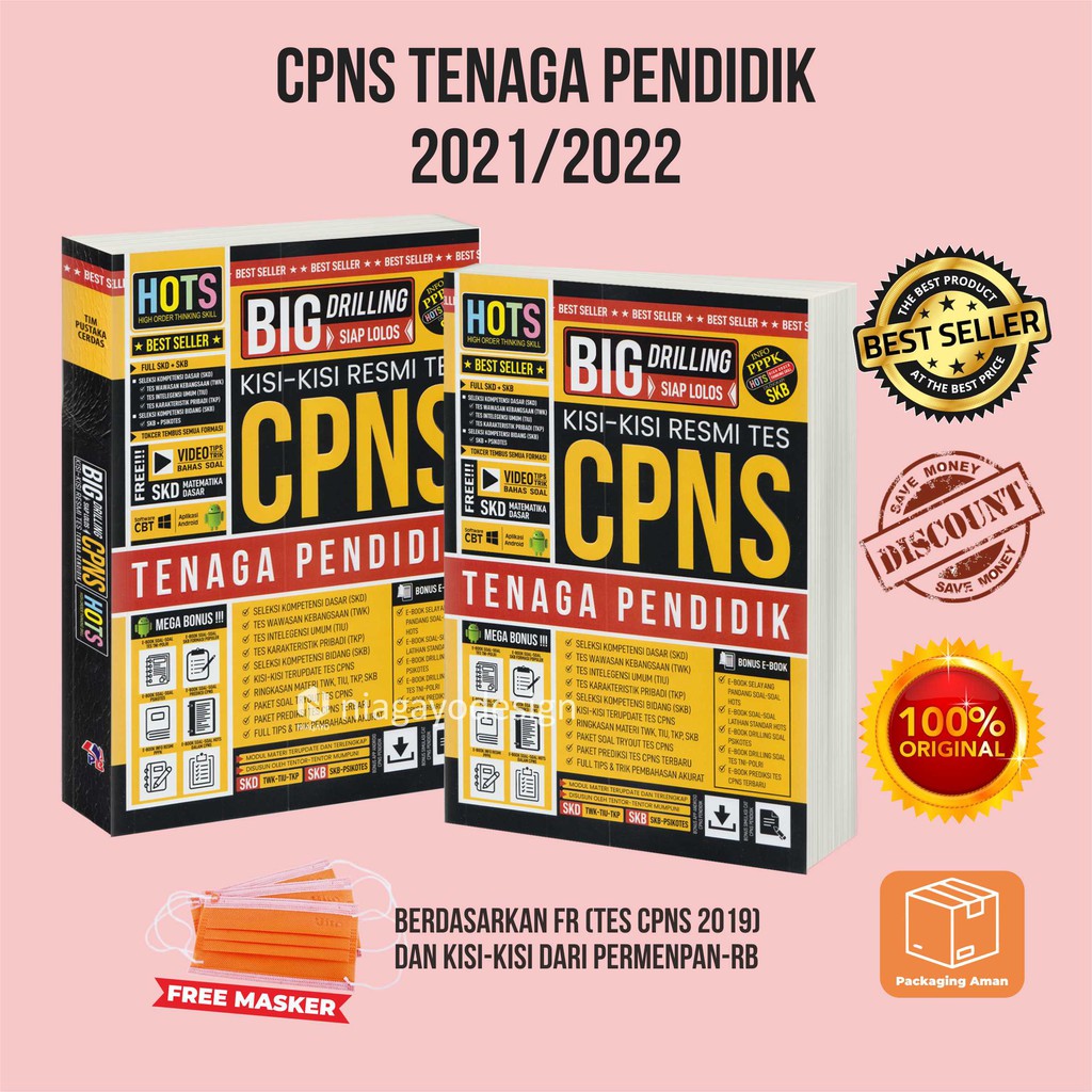 Buku Tes CPNS TENAGA PENDIDIK 2022 HOTS Big Bank Drilling Kisi-Kisi Resmi Terupdate