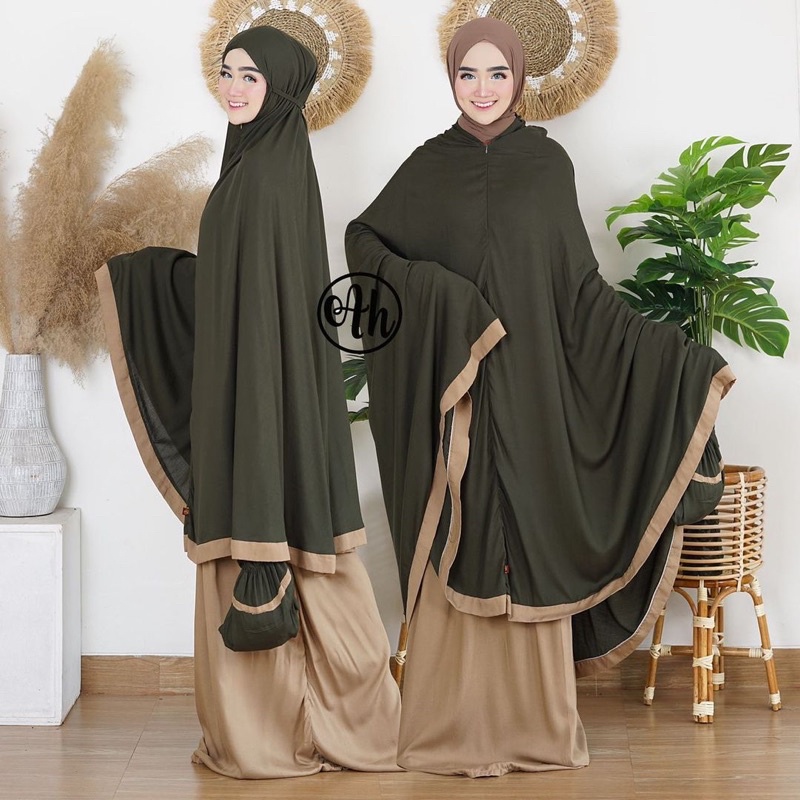 Mukena Dewasa 2in1 Travel Combi/Mukena Dewasa Jumbo Travel/Mukena Resleting Dagu/Mukena Traveling Ju