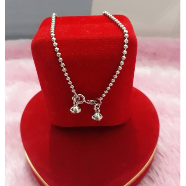 GELANG KAKI BIJI LADA PERAK 925 LAPIS EMAS PUTIH / PERHIASAN SILVER / GELANG FASHION WANITA / PERAK 