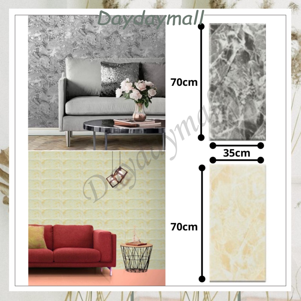 Wallpaper 3D FOAM / Wall Foam Dinding / Wall Foam Motif Marble 70cm x 35cm DD 525 [1KG=28PCS]