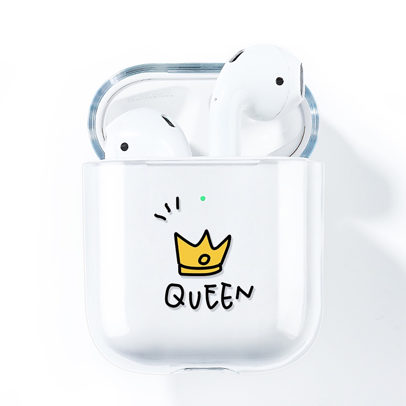 Casing Silikon Motif Kartun Mahkota Raja / Ratu / Ratu Untuk Simpan Earphone Wireless Bluetooth Apple AirPods 1 / 2 / 3