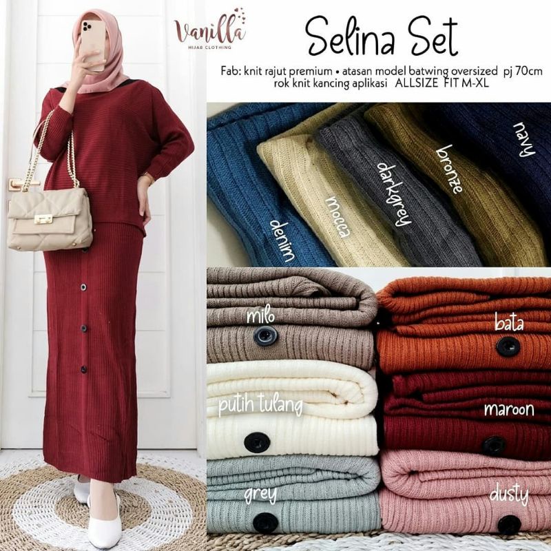 QF17/Selina set/setelan rok wanita