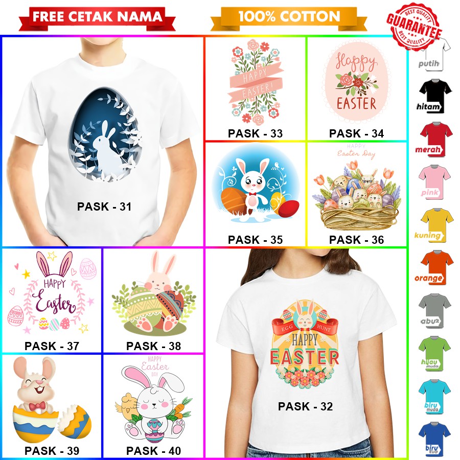 [FREE NAMA!!] Baju Kaos ANAK DAN DEWASA EASTER PASKAH BANYAK MOTIF