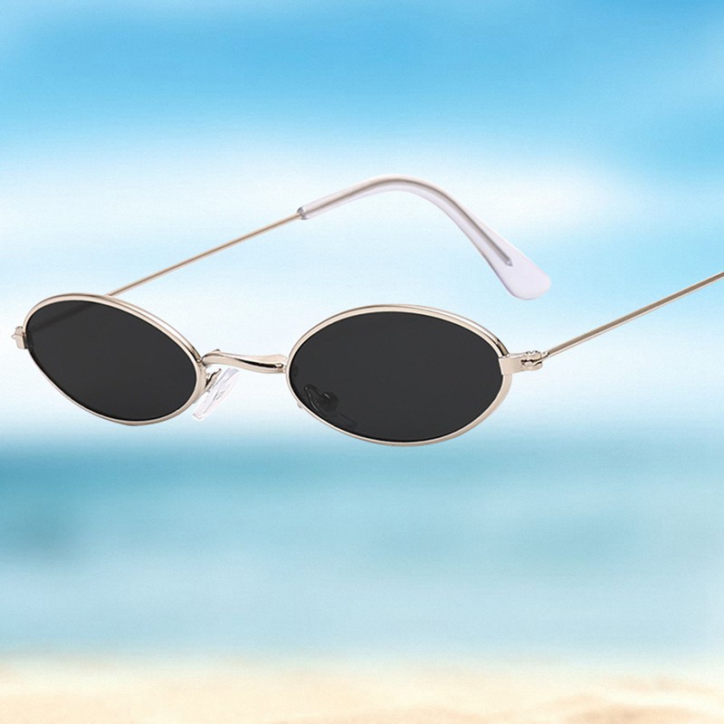 Kacamata Hitam Vintage Frame Metal Oval Kecil untuk Unisex Kacamata Hitam Vintage Frame Metal Oval Kecil untuk Unisex