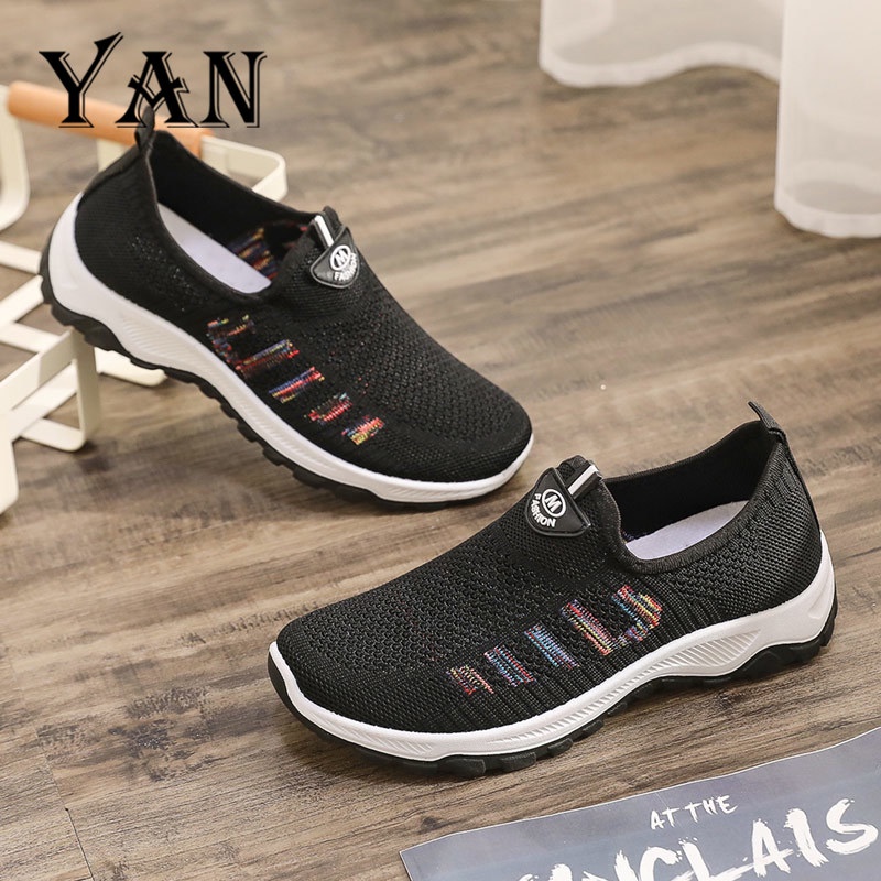 YAN Sepatu Wanita Sepatu Slip On Bernapas Sepatu Sneakers Wanita