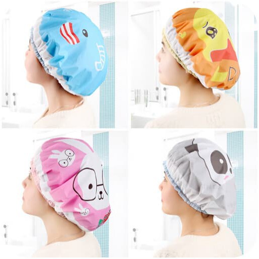 Alolula - Shower Cap / Penutup Rambut Saat Mandi / Shower Cap Plastik /  Penutup Rambut / Topi Mandi / Shower Cap Karakter / Pelindung Rambut Saat Mandi / Hair Cap Mandi / Tutup Rambut Untuk Mandi / Sower Cap / Hair Cap Plastik / Penutup Rambut Mandi