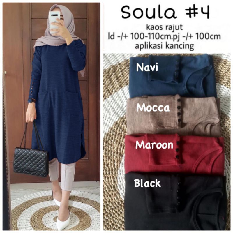 Soula Tunik / Solia Tunik - Tunik Kaos Rajut Premium / LD100 Melar / Soula 5 / soula 4 / R.3 - 251-6022