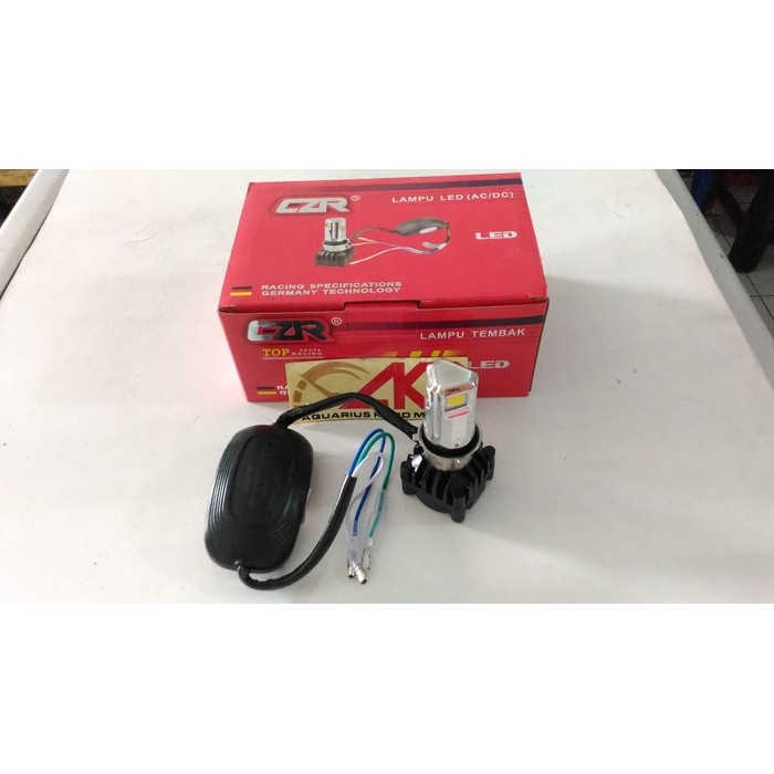 Bohlam Lampu Depan LED 3 Mata Sisi 6000K CZR Motor Cahaya Putih