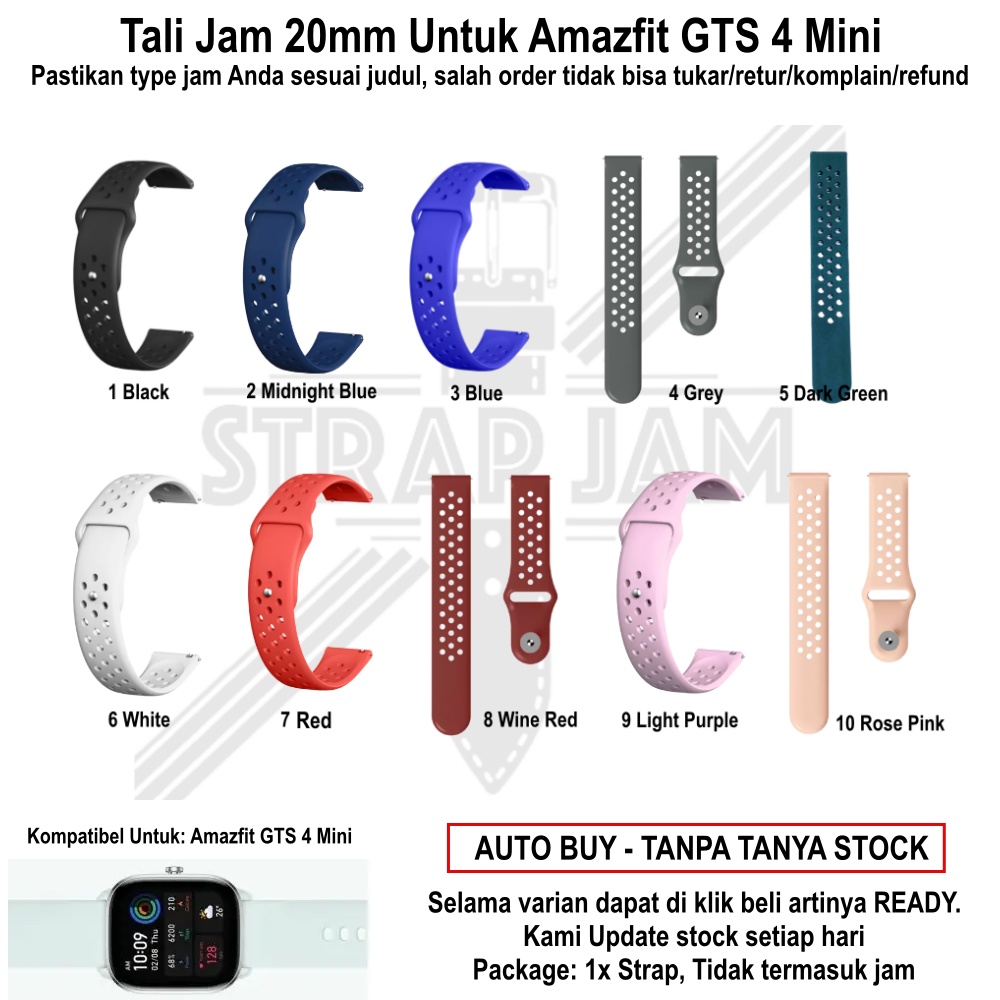 NIKE POLOS Strap Amazfit GTS 4 Mini - Tali Jam Tangan 20mm Silikon Olahrga