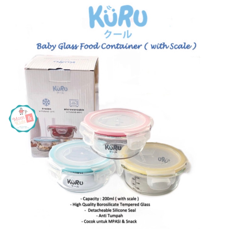 Kuru Baby Glass Container | Wadah Kaca Tempat Makan MPASI | Toples Kaca