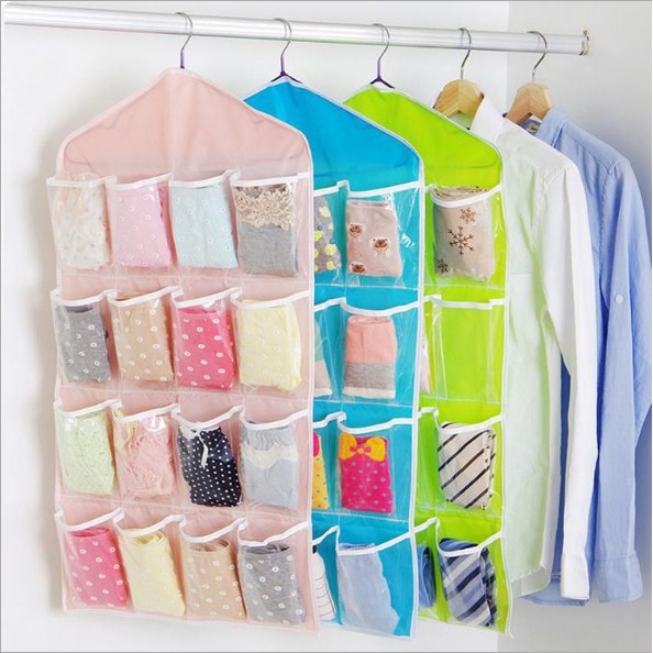 Pouch Hanging Organizer 16 Sekat Hanging Organizer 16 Slot Gantungan Pakaian Dalam, Manset, Kaus Kaki