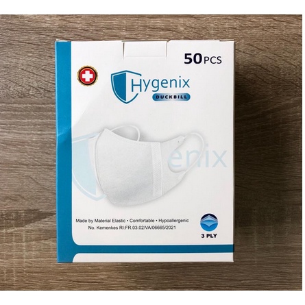 Duckbill Earloop Dewasa 3ply Hygenix Polos isi 50pcs