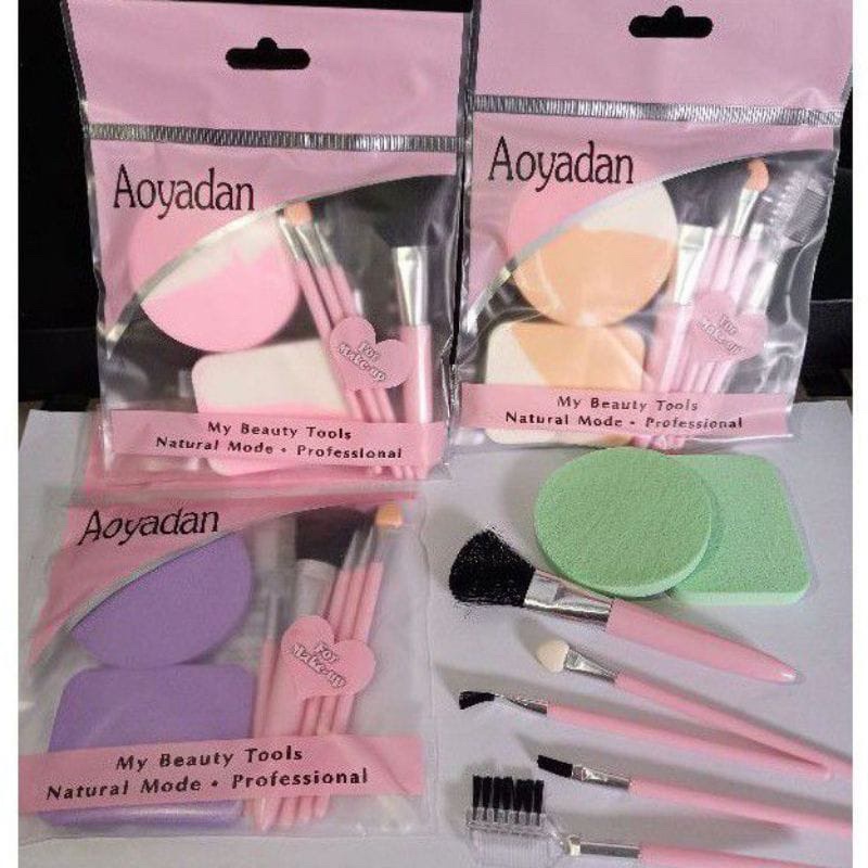 KUAS SPONS SET AOYADAN/SPONGE MAKE UP SET 7 in 1