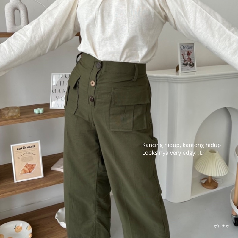 PORONAKA - BYEOL Celana Linen Button Office Cullote Pants