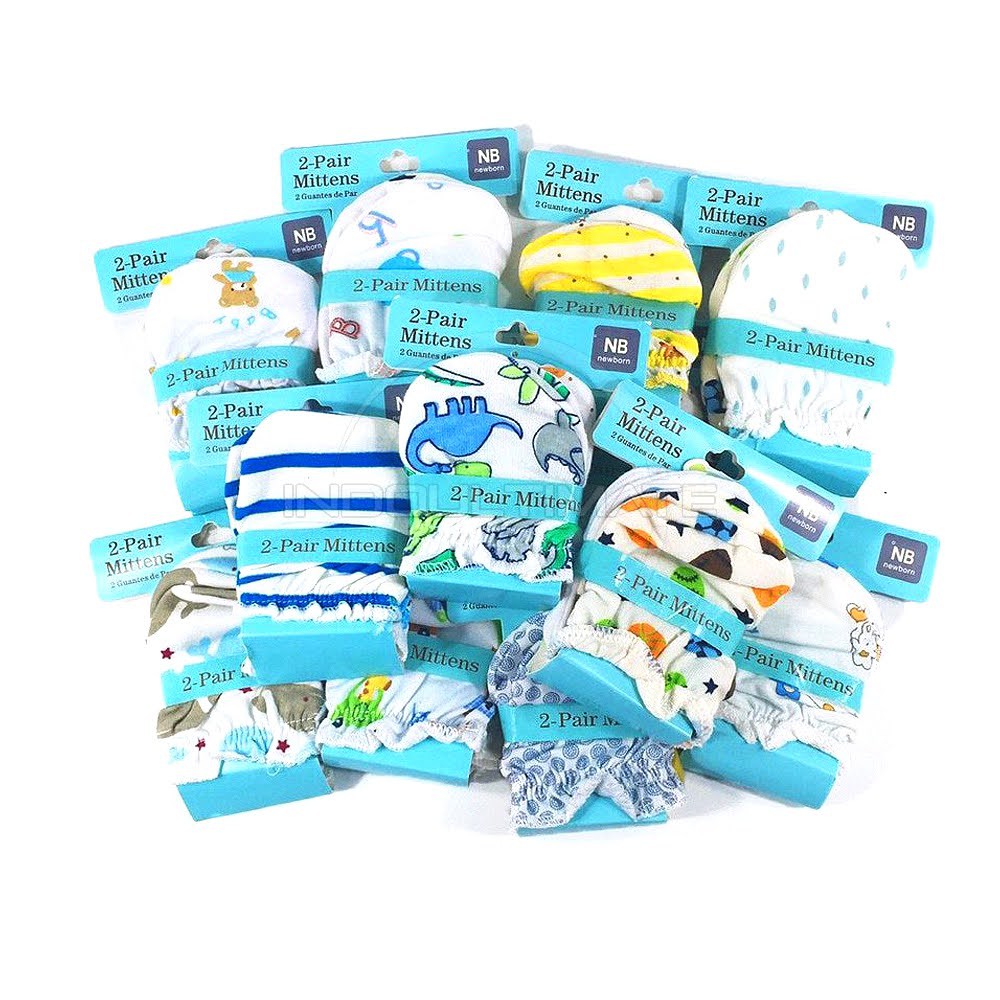 2in1 Set Sarung Tangan Bayi COTTON PREMIUM ST-06 Pelindung Tangan Bayi Baru Lahir New Born