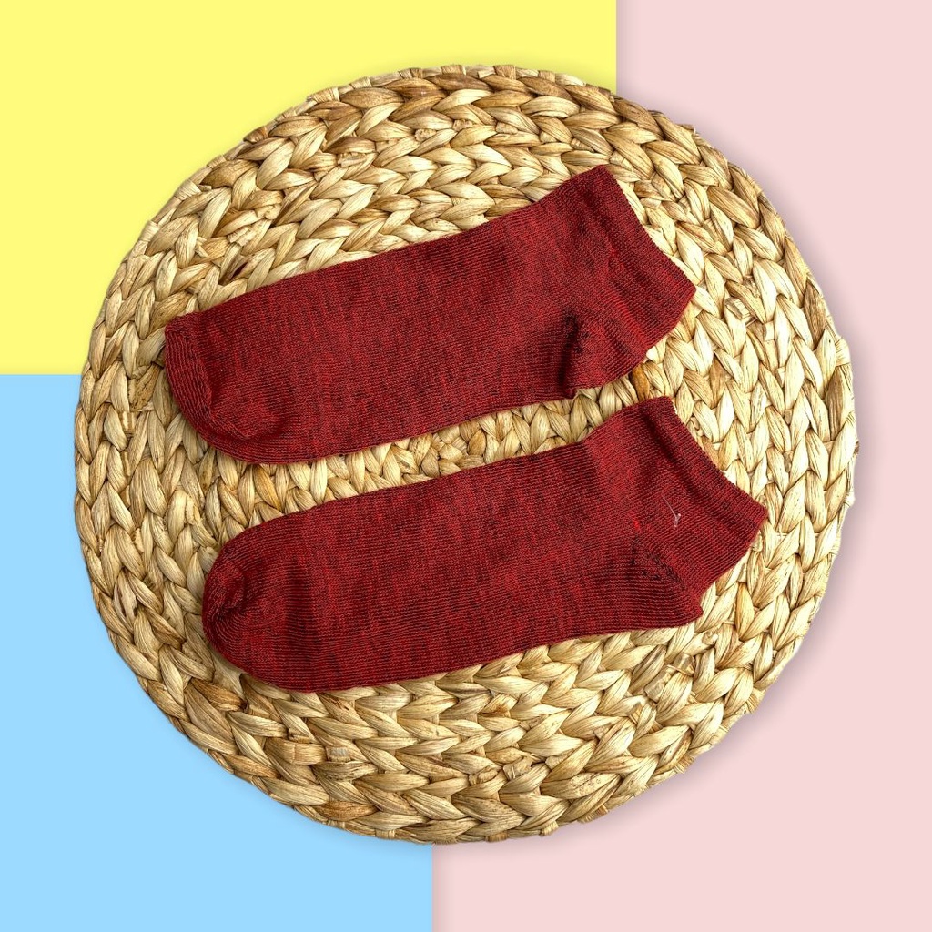 HC Kaos Kaki Wanita Polos Kaos Kaki Pendek Semata Kaki Ankle Bahan Spandex Lembut Cute Short-HC2261 MERAH