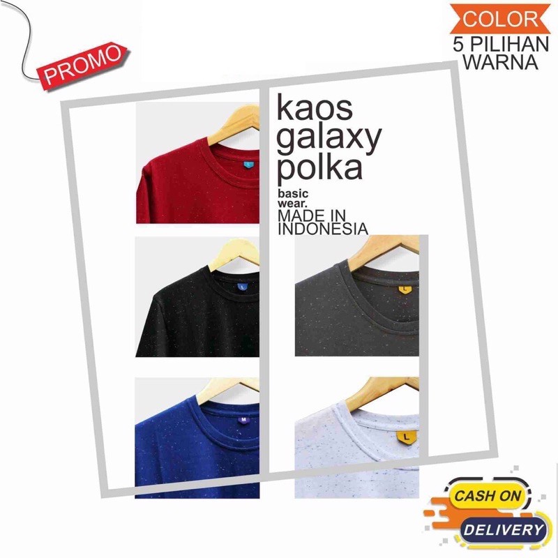 5 WARNA KAOS  POLOS  POLKA GALAXY  S M L XL PREMIUM PRIA 