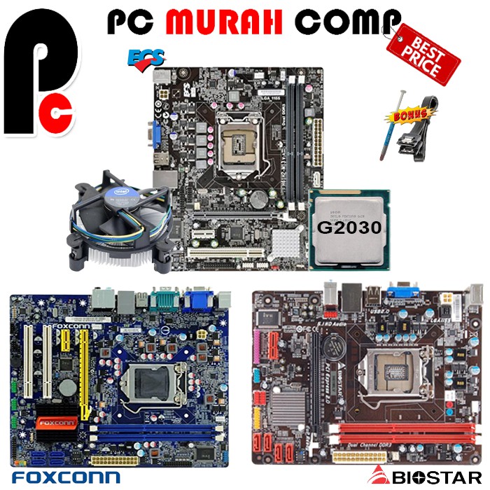 Mainbaord LGA 1155 H61 Merek campur Dengan Processor G2030 Ivy bridge