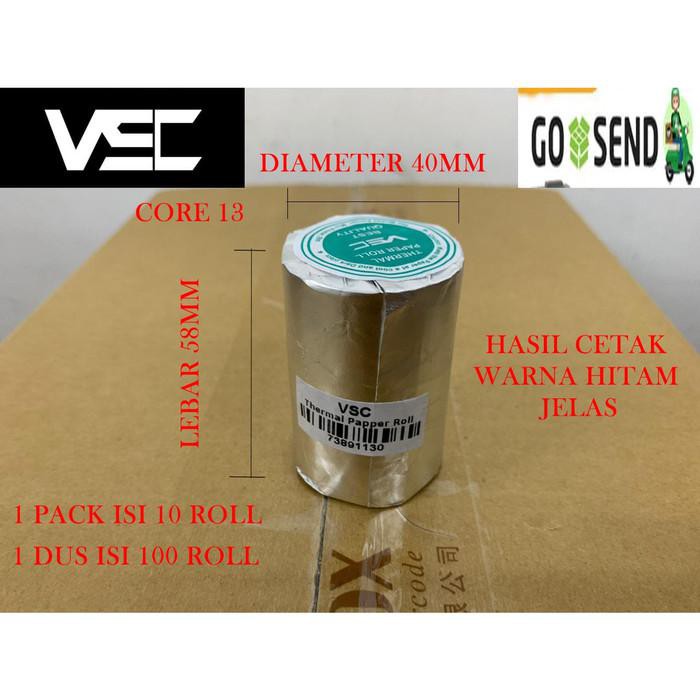 

Kertas Thermal Struk Uk. 58Mmx40Mm, Merk Vsc (Mobile Printer, Edc)