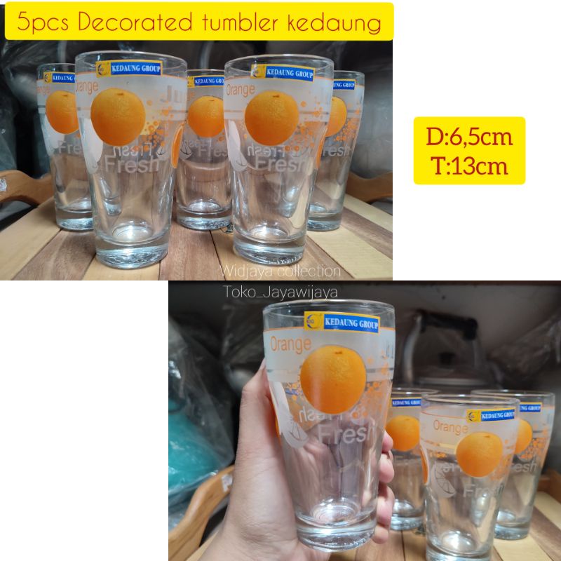 5pcs Decorated Tumbler Kedaung/Gelas set kedaung/Set gelas kaca