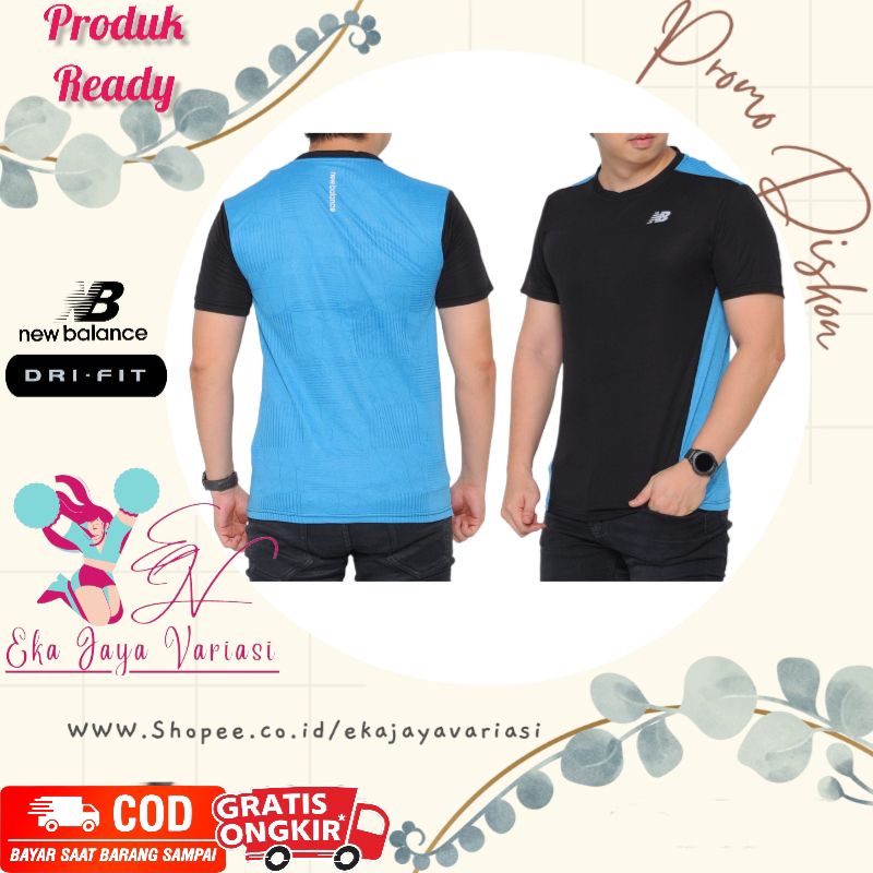 Baju olahraga fitnes lari senam gym renang kaos "PRIA"  New balance (Nb) Running original kaos laki 