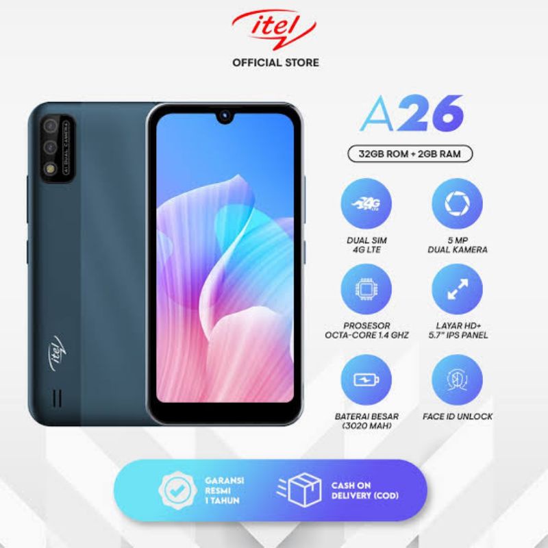 Itel Vision A26 2/32 RAM 2GB ROM 32GB GARANSI RESMI/ HP Berkualitas Spek Tinggi Harga Murah-1