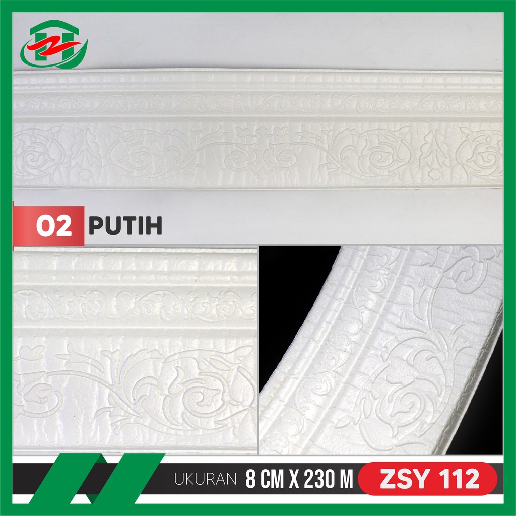 Hongzhuo 230cm Wallborder Wall List 230x8x1,2cm Foam 3D Motif Elegan-PUTIH - ZSY112