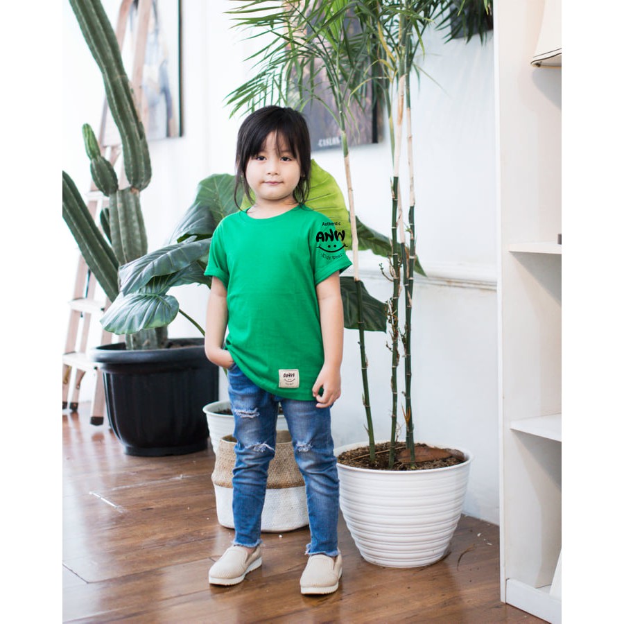 Kaos Polos Anak Pendek Hijau Fuji
