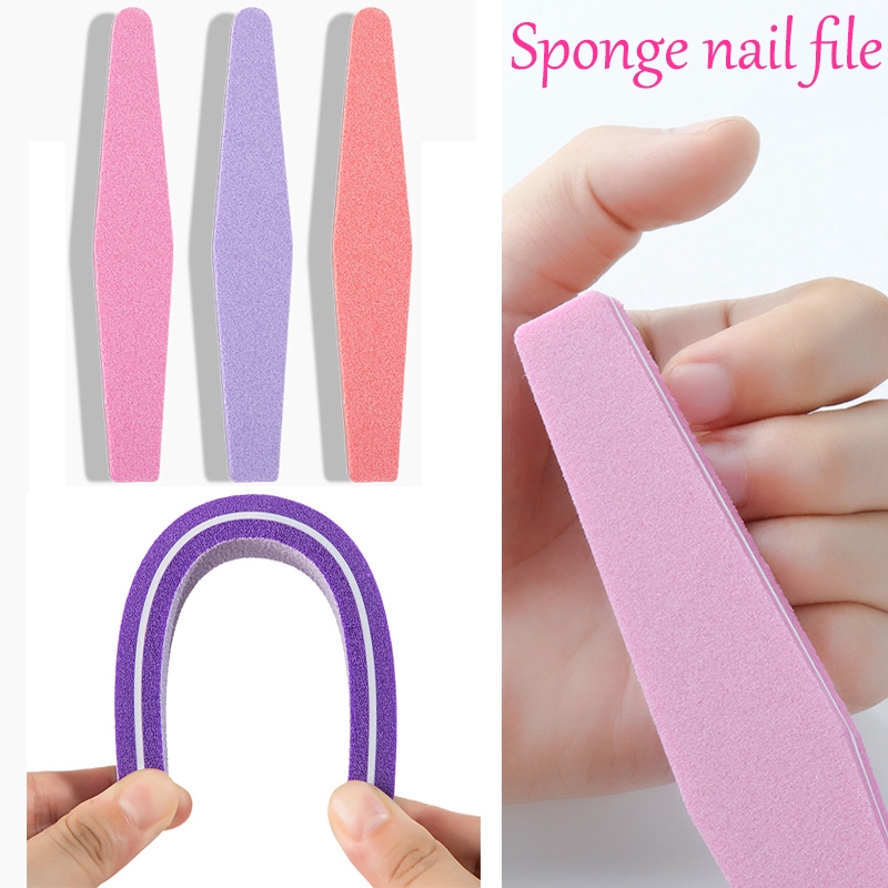 New 2 Sided Buffers Sponge Diamond Shape Waterproof Nail File Sponge Sand Nail File Manicure Tool